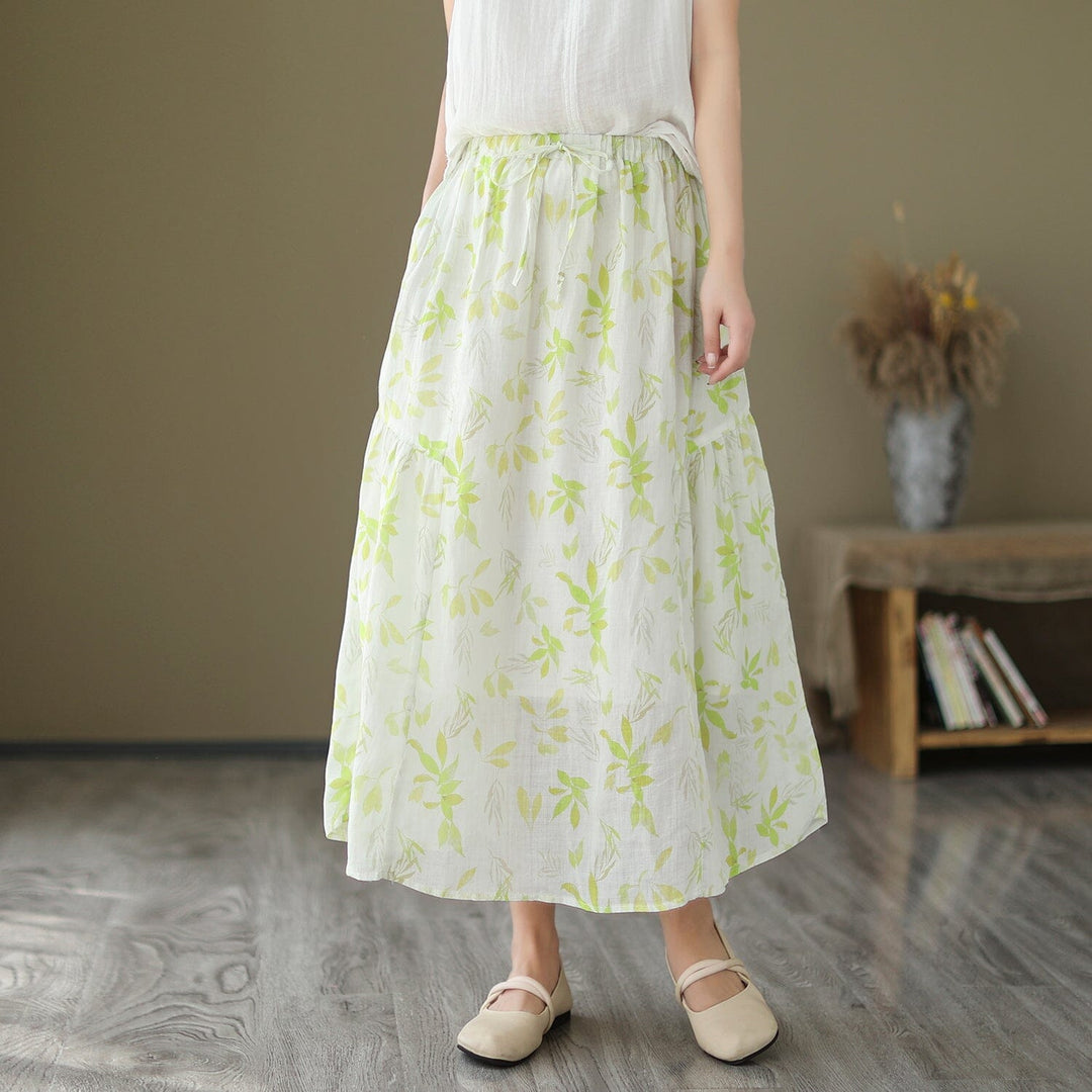 Women Summer Floral Print Casual A-Line Skirt