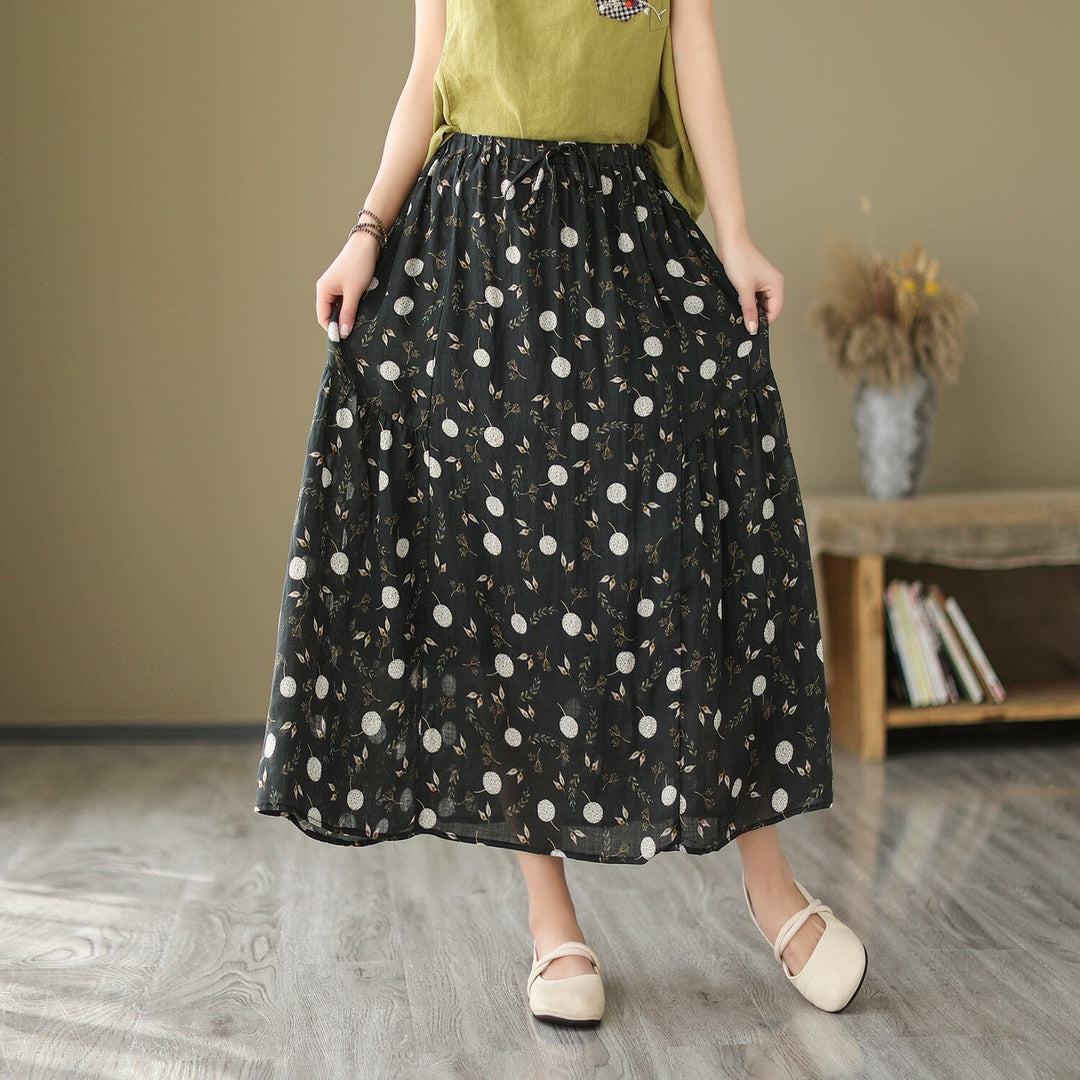 Women Summer Floral Print Casual A-Line Skirt