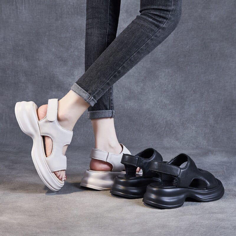 Women Summer Leather Causal Thick Soled Sandals