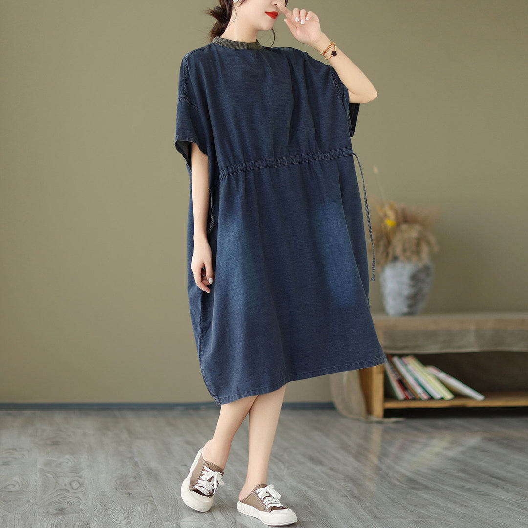 Plus Size Casual Denim Dress Short Sleeve Summer