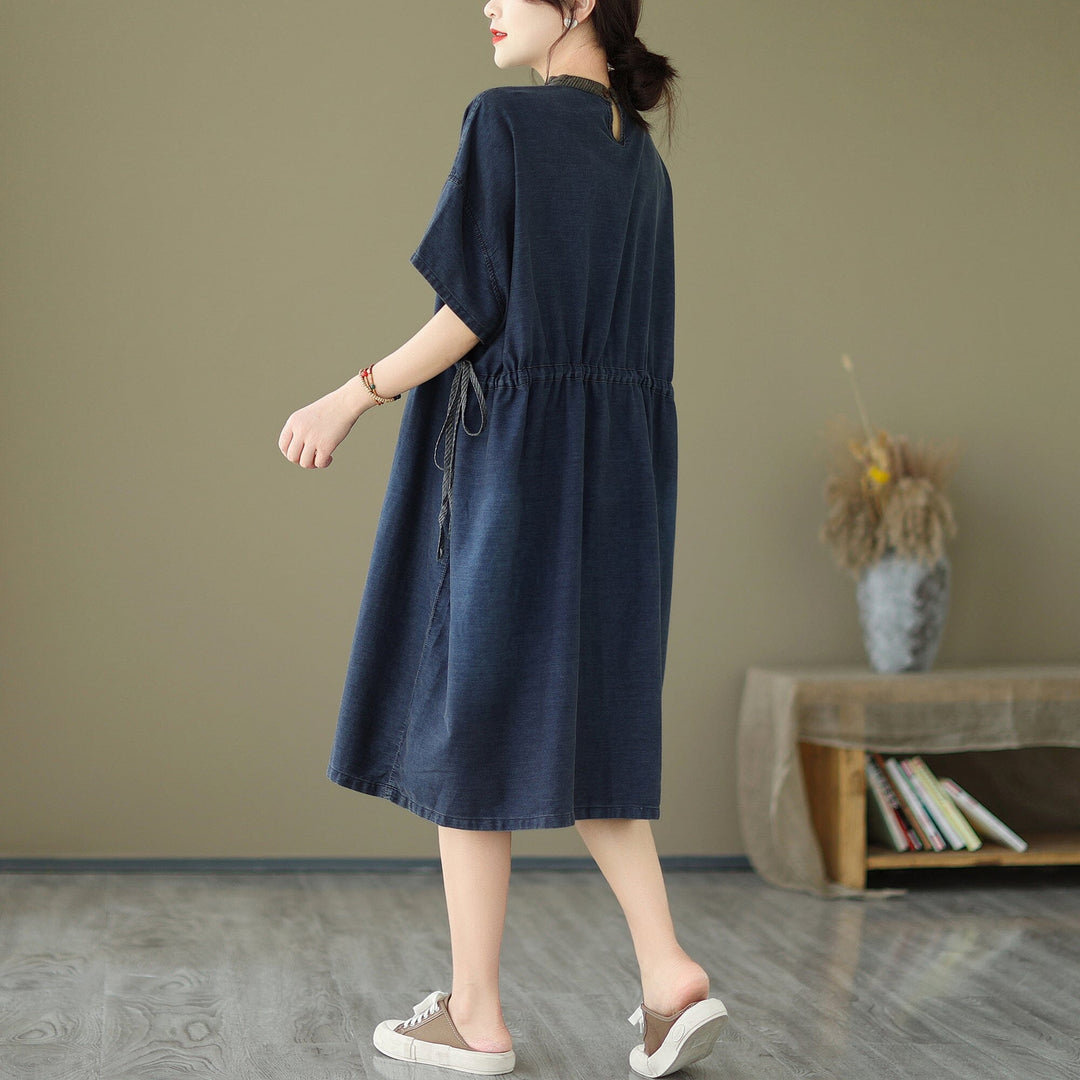 Plus Size Casual Denim Dress Short Sleeve Summer