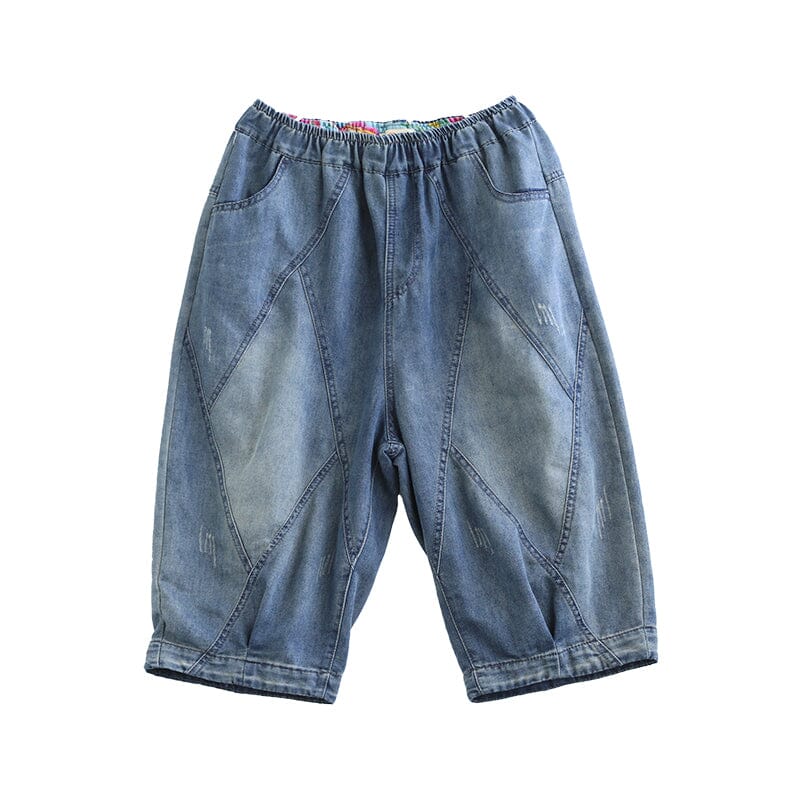 Retro Summer Loose Patchwork Denim Shorts