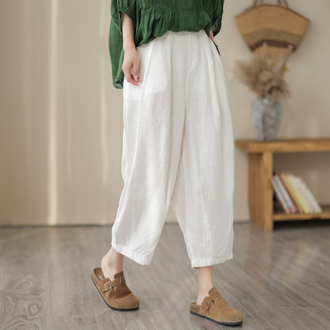 Women Summer Loose Solid Linen Pants