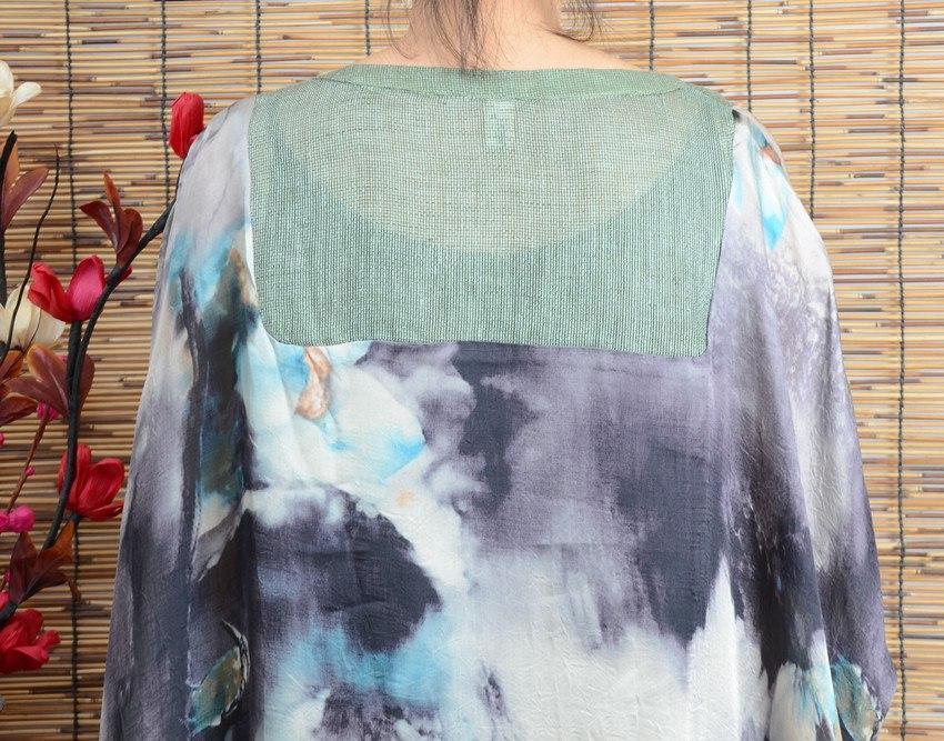 Women summer print Chiffon and linen dress - Omychic