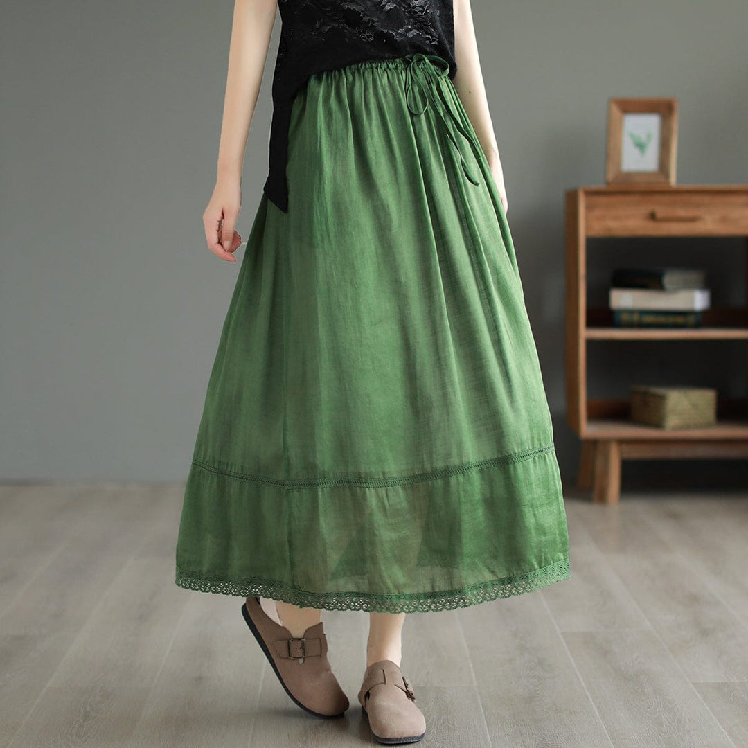 Stylish Summer Retro Linen A-Line Skirt