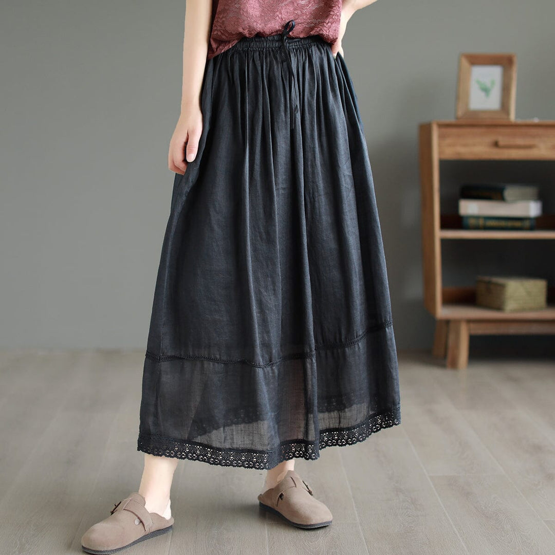 Stylish Summer Retro Linen A-Line Skirt