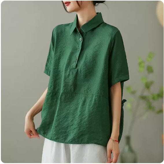 Women Summer Solid Casual Linen Blouse