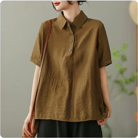 Women Summer Solid Casual Linen Blouse