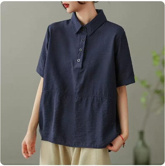 Women Summer Solid Casual Linen Blouse