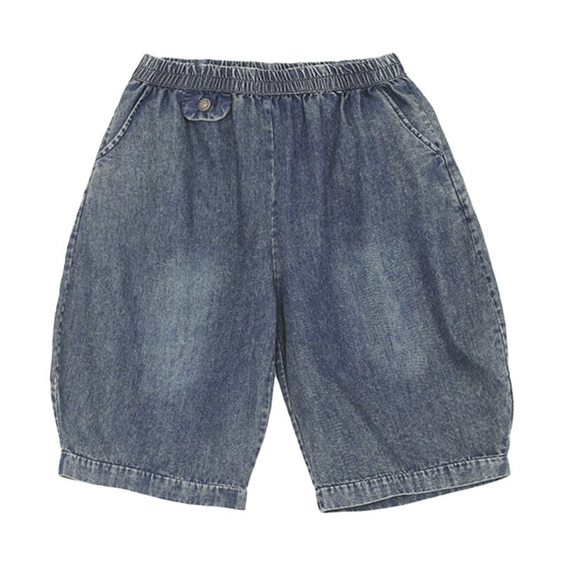 Loose Solid Cotton Casual Denim Shorts