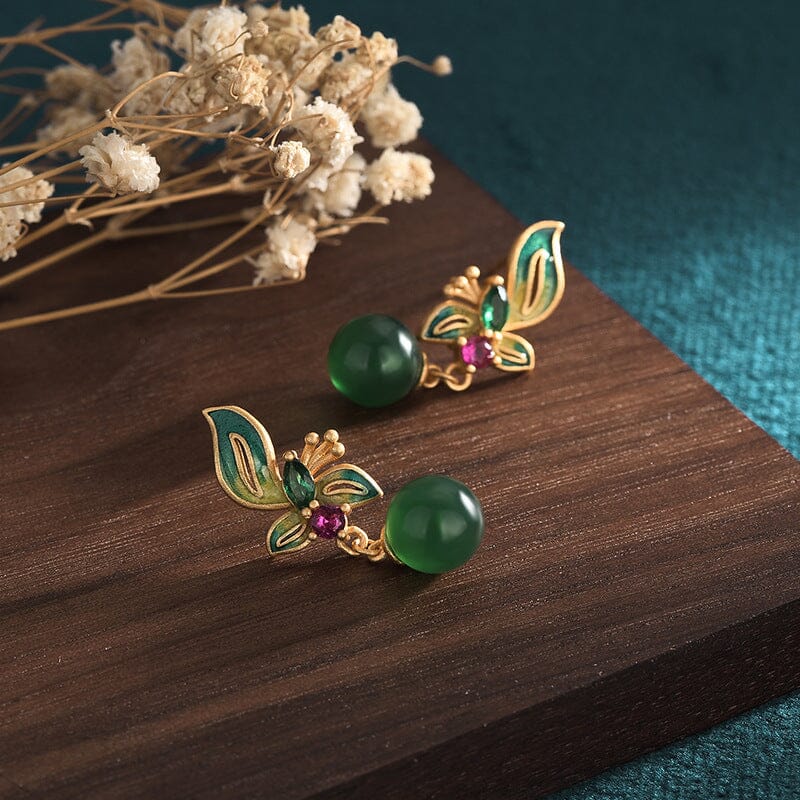 Women Vintage Casual Jade Earrings