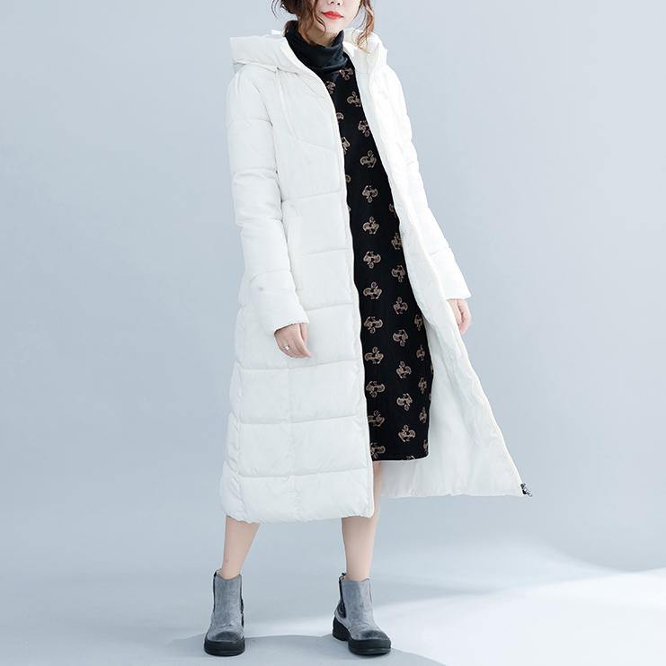 women white trendy plus size hooded cotton coat Elegant pockets zippered winter cotton coats - Omychic