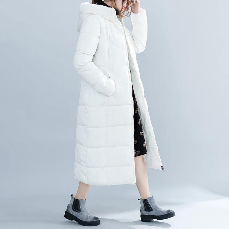 women white trendy plus size hooded cotton coat Elegant pockets zippered winter cotton coats - Omychic