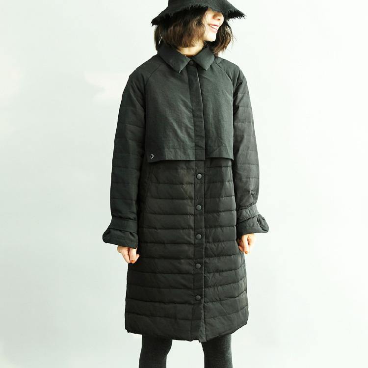 women black cape Parka trendy plus size down jacket Warm side close winter outwear - Omychic