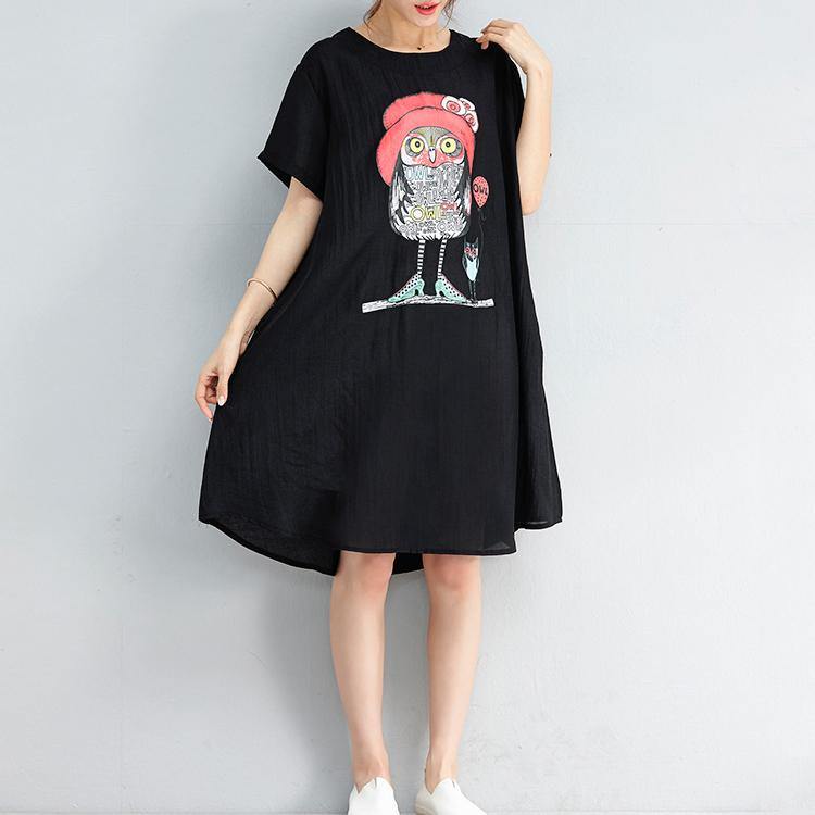 women black chiffon Midi dresses trendy plus size maxi dress New short sleeve animal print clothing dress - Omychic