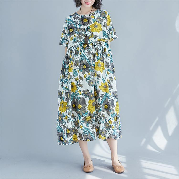 Women Fashion Linen Dress Plus Size High Waist Linen Clothing Dress Boutique Short Sleeve Linen Caftans ( Limited Stock) - Omychic