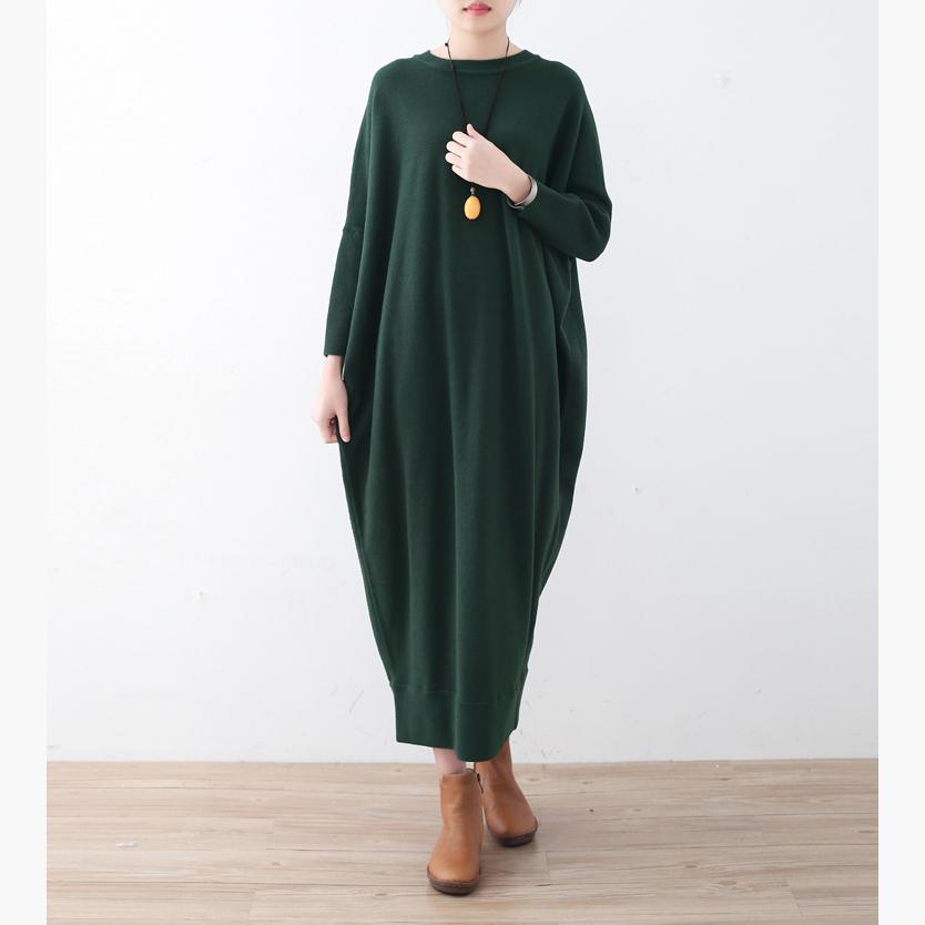 women green sweater dress plus size winter dress Fine batwing sleeve winter dress - Omychic