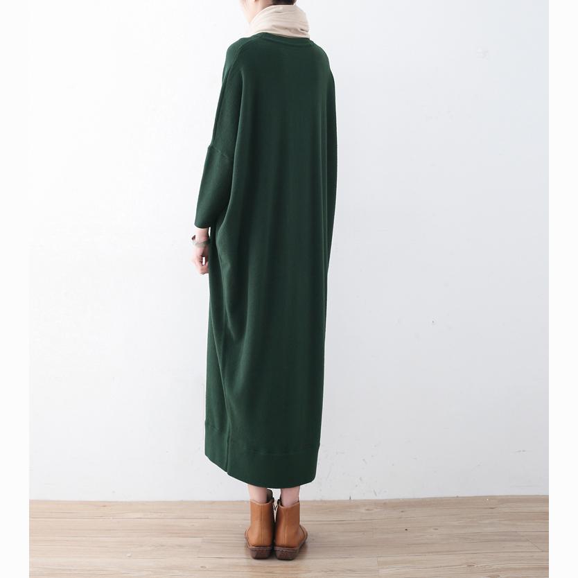 women green sweater dress plus size winter dress Fine batwing sleeve winter dress - Omychic