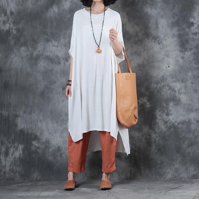 women white  cotton maxi dress plus size side open caftans casual low high design caftans - Omychic