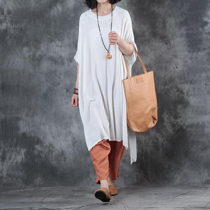 women white  cotton maxi dress plus size side open caftans casual low high design caftans - Omychic