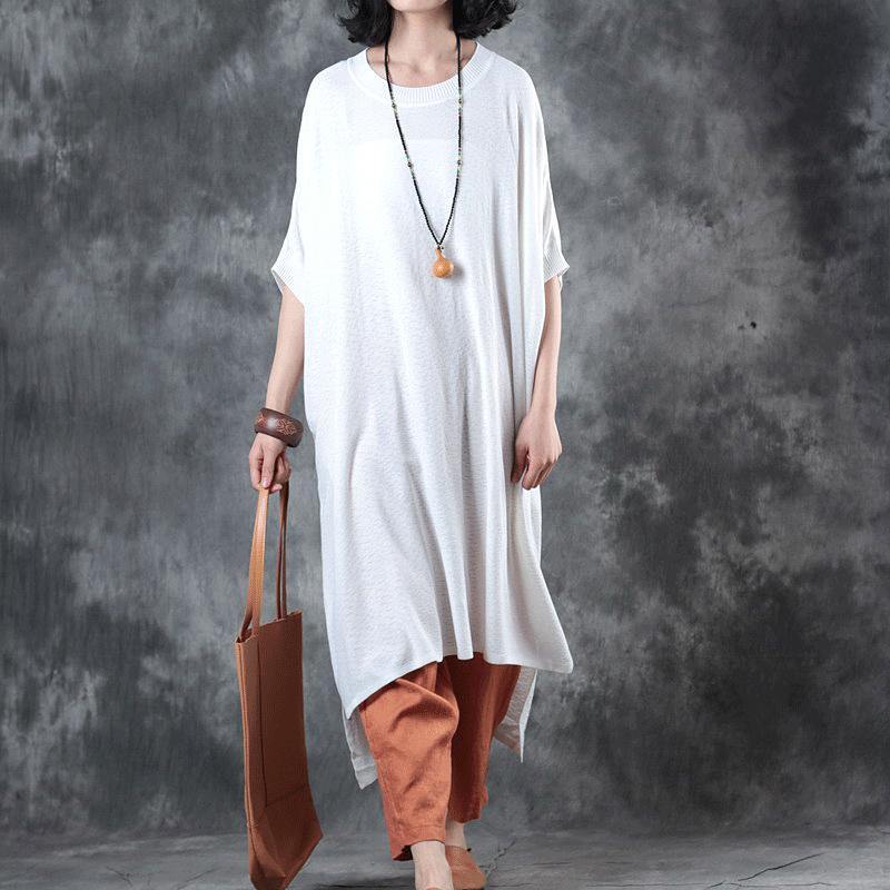 women white  cotton maxi dress plus size side open caftans casual low high design caftans - Omychic