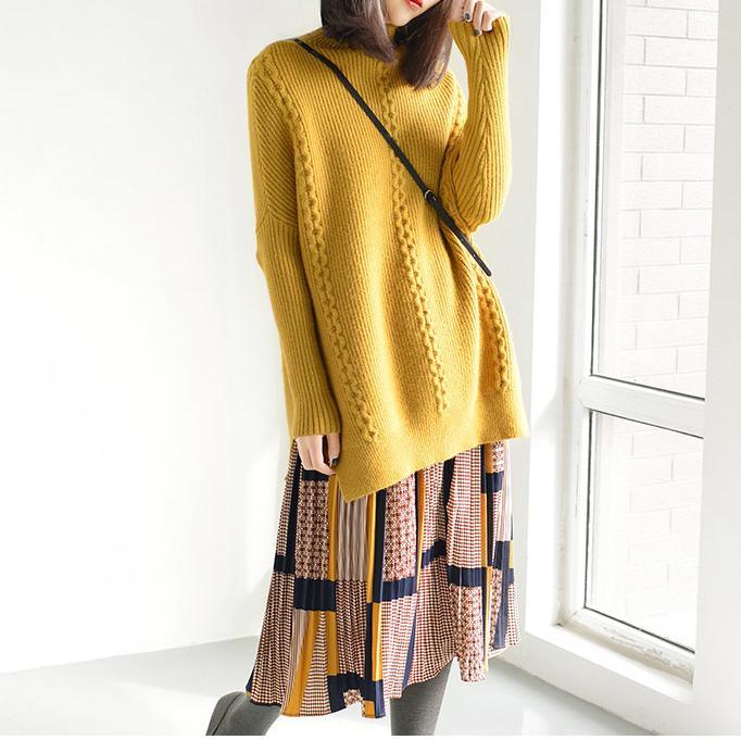 yellow pleated spring chiffon maxi skirt print pleated fabric - Omychic